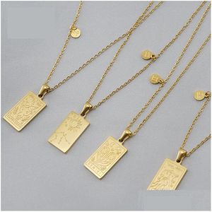 Collane con ciondolo Collana con costellazione zodiacale Acciaio inossidabile Oro per donne e uomini Pendenti con consegna a goccia Gioielli Dh0Im