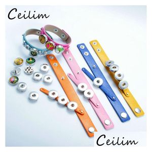 Chaîne Pu Bracelet En Cuir Bracelet Bijoux 18Mm Bouton Pression À La Main Véritable Wrap Charme Pour Diy Drop Delivery Bracelets Dhms3