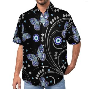 Camicie casual da uomo Farfalla Malocchio Camicia da spiaggia Animale astratto Hawaii Maschile Camicette Harajuku Maniche corte Design Top Taglie forti