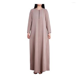 Etniska kläder Vanliga muslimska mantelkvinnor Longue klänning Bekväm bomull och linne andningsförmåga Kaftan Turkiet Arab Eid Abaya Islam Femme