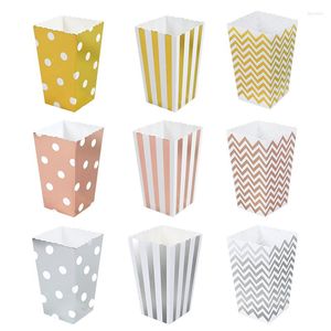 Opakowanie prezentów 6/12pcs popcorn pudełko pudełko Rose złoto srebrne papierowe cukierki sandy faszyns dla dzieci z okazji urodzin przyjęcie weselne Zapasy baby shower