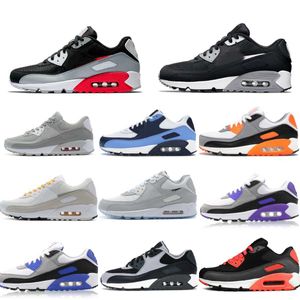 Designer Mens 90 Sports Shoes Triple White Black Red Airs 90s Womens Wolf Gray Polka Dot Infrared AirMaxs Total Laser Blue Airs Hyper Grape Royal Trainer Sneakers