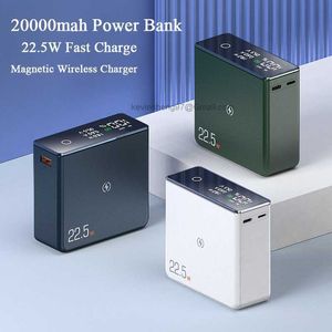 無料のカスタマイズされたロゴ20000MAH 22.5W PD20W高速充電器パワーバンクLEDデジタルディスプレイパワーバンク磁気ワイレルズチャーガーポーバーバンクfor iPhone 12 13