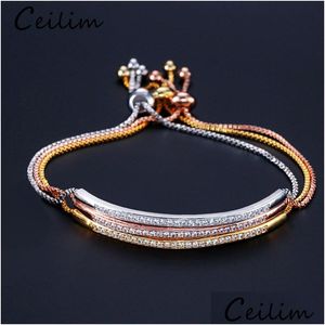 Chain Adjustable Rose Gold Bracelet Bangle For Women Girls Captivate Bar Slider Cz Zircon Bracelets Fashion Jewelry Drop Delivery Dhdc6