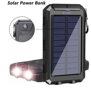 LOGOTIPO personalizado gratuito Banco de energia solar portátil Carregamento poderoso Powerbank Carregador de bateria externa Luz forte Luz LDE para todos os smartphones 30000mah