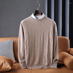 Men's Sweaters 2023 Men's Autumn And Winter Thickened Jumper Wool High-end Business Pullover Round Neck Diamond Jacquard Knitted Tops