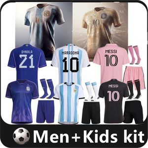 Argentina soccer jerseys Commemorative 2023 men kids kit 22 23 Maillots de foot Maradona DYBALA MESSIS MAC ALLISTER special badge Player football shirt uniform S-4XL