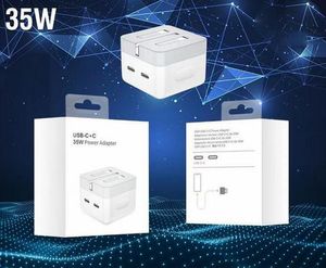 듀얼 USB 35W GAN 빠른 벽 충전기 금속 전력 어댑터 2 포트 접이식 빠른 충전 14 13 13 프로 맥스 삼성 안드로이드 스마트 폰 여행 홈 사과와 상자