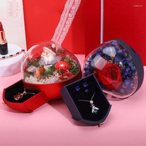 Jewelry Pouches Heart-shaped Eternal FlowerBox Paint-baked Glue Flower Box Chrismas Valentine's Day Gift Suprise Boxes And Packaging