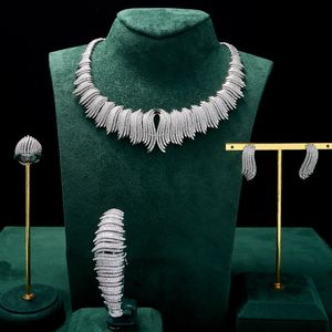 Set di gioielli da sposa TIRIM Set di collana da sposa elegante di lusso per le donne Set di gioielli da sposa con zirconi cubici Spose africane Accessori per feste Regalo 230609