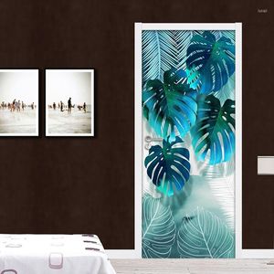 Wallpapers Door Mural Abstract Leaf Creative DIY Self-adhesive Wall Sticker Kitchen Living Room Bedroom Wallpaper Papel De Parede 3D