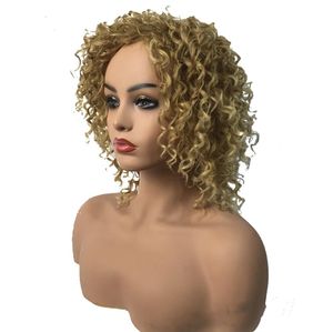 Parrucche sintetiche Corti ricci da donna Parte naturale Lato con frangia Parrucca di capelli umani per donna Ricciolo a spirale 14 pollici Ricciolo glam marrone scuro Onda di grazia Parrucche marrone scuro