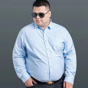 Camisas sociais masculinas HYHY tamanho grande 14XL 165KG camisa masculina de manga comprida outono azul sólido branco rosa preto grande masculino virado para baixo pescoço