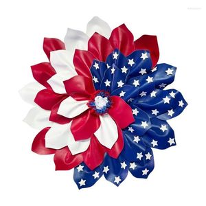 Dekorativa blommor 4 juli Wreath Memorial Day Door Hangers Front Independence for Outdoor Summer Home Decor Festival