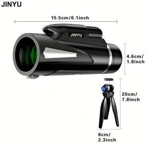 Jinyu New High-End 12x50 Vuxen HD Monocular med smartphone-adapter stativhandrem, Lightweight High Power Bak4 Prism och FMC Lens Monocular