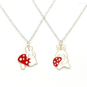 Pendant Necklaces Lovely Cartoon Mushroom Necklace For Women Girl Kids Cute O Chains Animal Choker Friends Gift Collares Para Mujer