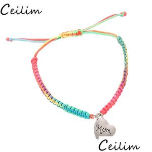 Corrente Colorf Thread Bracelets Bracelet I Love You Mom Lucky Jewelry For Mum Charm Mothers Day Gift Family Bless Rope Bracelet Drop Del Dhgas