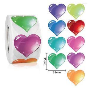 Geschenkpapier 100–500 Stück bunte herzförmige Aufkleber-Etiketten für Valentinstag, Party, Gastgeschenke, Dekorationen, Aufkleber, Hochzeit, Blumenladen