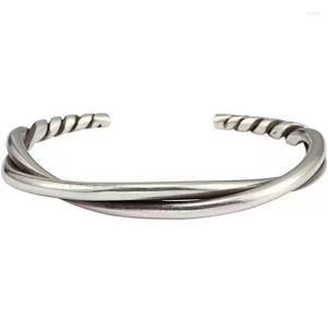 Bangle Karloch Silver Color Thailand Handmade Twisted Thread Bracelet Men's Fashion Retro Open Small Design Jewelry