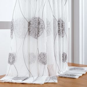 Sheer Curtains Embroidered tulle curtains for living room modern floral transparent curtains for living room kitchen curtains and curtains 230609