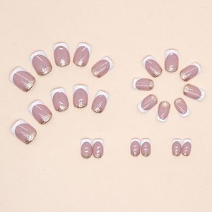 False Nails 24Pcs Faux Elegant Glitter Women Girls Manicure Supplies