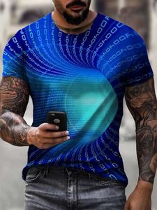 Mens T Shirt Tee Grafik Optik İllüzyon 3D Yuvarlak Boyun Yeşil Mavi Mor Pembe Sarı 3D Baskı Plus Boyut Günlük Kısa Kollu Giyim Giyim Temel 614L