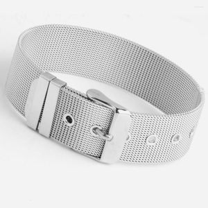 Link Bracelets Adjustable Wristband High Quality Stainless Steel Bangle Silver Color Flexible Belt Design Mens Womens Trendy Jewelry