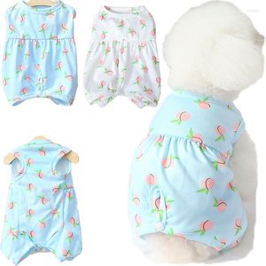 Hundkläder Sweet Peach Mönster Pyjamas Pet Clothes Jumpsuit Pijamas Sterilization Suit for Small Dogs Yorkie Puppy Tracksuit PJS 2L