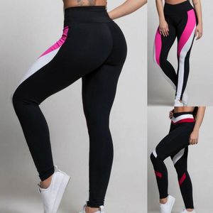 Aktive Hosen Damen Fitness Leggings Farbe gemischt High Stretch Bedruckt Yoga Tanz Casual Gym Wear Große Leggins