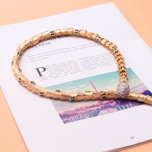 pink green gold snake chain diamond Pendants choker long necklaces for women set mom girls designer jewelry Fashion Party Christmas Wedding gifts Birthday sale