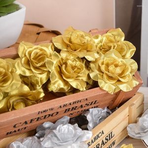 Dekorativa blommor 10/20/30 st Silvergolden Artificial Rose Silk Flower Heads For Wedding Home Party Decor Mini Diy Fake