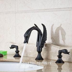 Bathroom Sink Faucets Uythner Ly Swan Style Basin Faucet Dual Handles Oil Rubbed Bronze Mixer Tap Deck-mounted