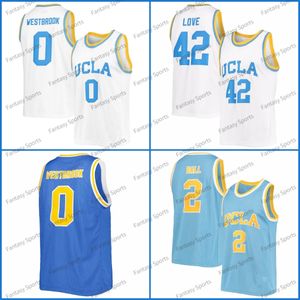 UCLA Bruins Basketball Jersey 2 Lonzo Ball 42 Kevin Love Bill Walton 0 Russell Westbrook White Blue Sched Męs Mens College Basketball Jerseys University