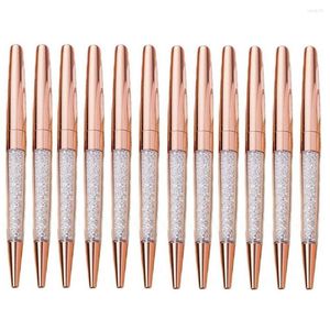 50pcs/partie różowe złoto bling diamentowy drobny czarny atrament kryształowy ballpoint pen pierścień ślub biur