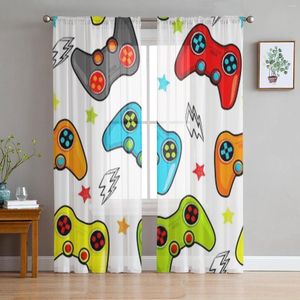 Curtain Abstract Pattern With Colorful Game Sheer Curtains For Living Room Kids Bedroom Tulle Kitchen Window Treatment Drapes