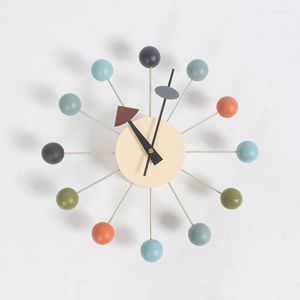 Wanduhren Nordic 12 Zoll Bunte Luxus Home Dekorative DIY Holzkugeln Moderne Uhr Kreisförmige Übergroße Geschenke Handwerk