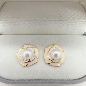 Brincos Stud Chegada Natural Água Doce Pérola Na Moda Design Simples Flor 14K Cheio De Ouro Jóias Femininas Para Presentes Femininos