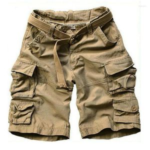 Men's Shorts Summer Cargo Men Many Pocket Camouflage Half Trousers Short Casual Loose Camo Knee Length With Belt Bermuda Male