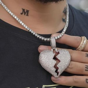 Unikalny projekt uczucie gorącego hip -hopu trend trendowy serdeczne rift mężczyźni i kobiety kochanki Naszyjnik Pełny diament w zawieszki Naszyjnik