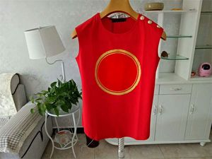 T-shirt da donna firmate T-shirt senza maniche estive di alta qualità con bottoni Abbigliamento donna Top Maglione manica corta pullover maglioni abiti da donna firmati