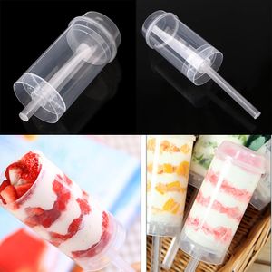 Schiebebare Kuchenhalter, DIY-Push-Kuchenform, zylinderförmiger Kuchenschieber, Push-Pops-Kunststoffbehälter mit Deckel