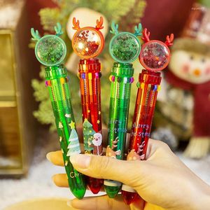 Tecknad film 10 Färg penna jultomten Xmas Tree Deer Ballpoint God julklappar Stationery Writing Tool Home Decor