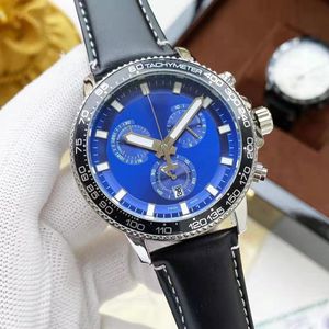 Orologio al quarzo da uomo, orologio con cinturino in pelle di vitello, tempo di esecuzione a 6 pin perfettamente funzionante, funzione tempo di corsa, orologio AAA da uomo alla moda e alla moda