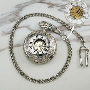 Orologio da taschino retrò meccanico completamente automatico orologio da uomo studente flip squisito archivio fotografico bagliore notturno femminile orologio vecchio stile