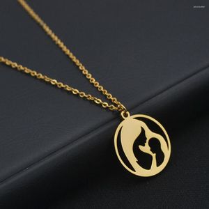 Chains 45cm Mom Pendant Necklace Stainless Steel Mother Daughter Family Accessories Collar Girl Jewelry Gift Mother's Day