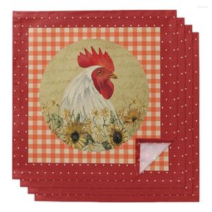 Table Napkin Rooster Sunflower Flower Polka Dot Cloth Decor Dinner Towel For Kitchen Plates Mat Wedding Napkins Party Decoration