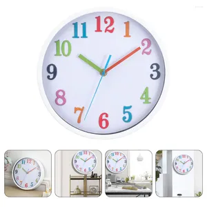 Relógios de parede Relógio Silencioso Figura colorida Enfeite Quarto Digital Mudo Ponteiro Plástico Criança Pingente Decoração