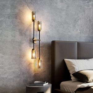 Duvar lambaları Siyah Sconce Modern Led Cam Sconces Sevimli Lamba Switch Antika Ahşap Kasnak