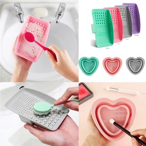 Silicone Brush Cleaner Painting Make Up Washing Brush Gel Cleaning Mat Brushes Cleaner Pad Scrubber Board Cleaning Palette