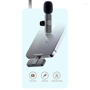 Mikrofoner stiger trådlöst Lavalier Microphone Portable Audio Video Recording Mini Mic för telefonintervju